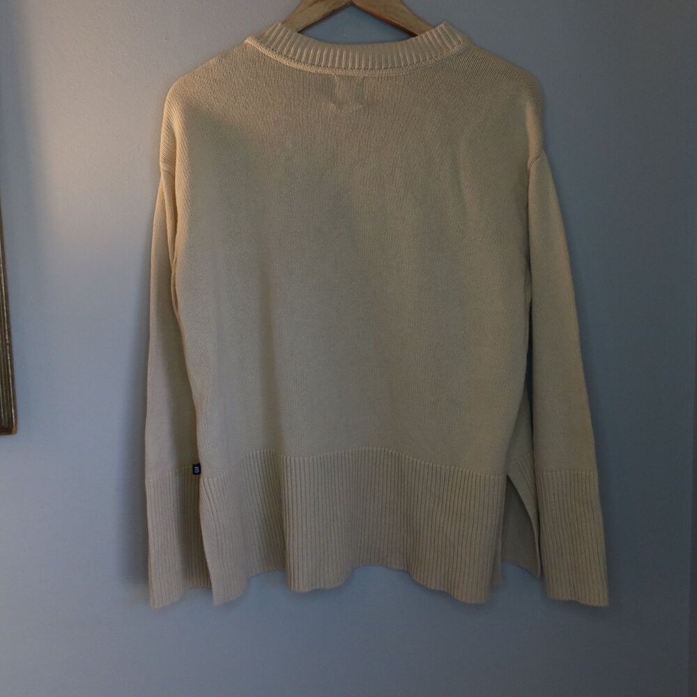 Gap Sweater Womens M Crew Neck Long Sleeve Side Slits Collarless 90s Boho cream